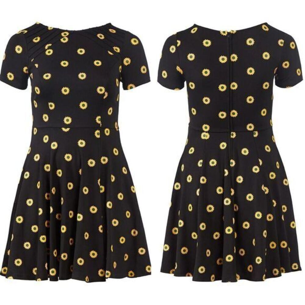 Unique Vintage X GB Gwynnie Bee Sunflower Black Dress, L - Picture 3 of 16